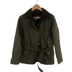 Women’s S Eddie Bauer Waxed Cotton Field Jacket Belted Hunting Preppy